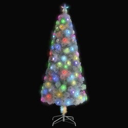 vidaXL Albero Natale Artificiale LED Bianco 240 cm Fibra Ottica