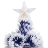 vidaXL Albero Natale Artificiale LED Bianco e Blu 120 cm Fibra Ottica