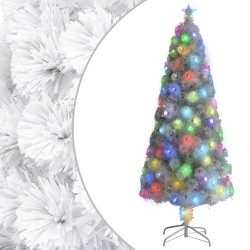 vidaXL Albero Natale Artificiale LED Bianco 180 cm Fibra Ottica