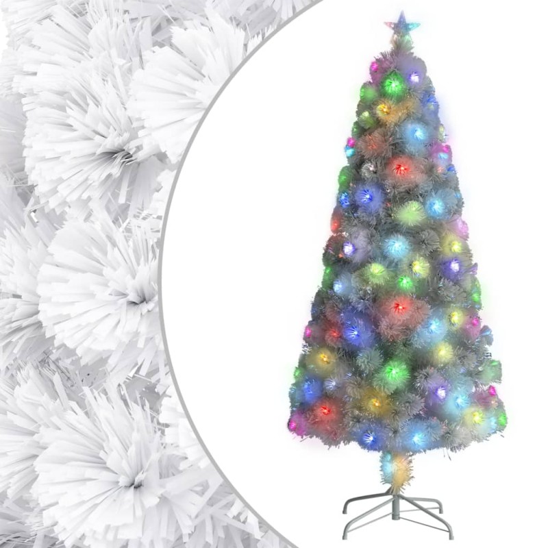 vidaXL Albero Natale Artificiale con LED Bianco 150 cm in Fibra Ottica