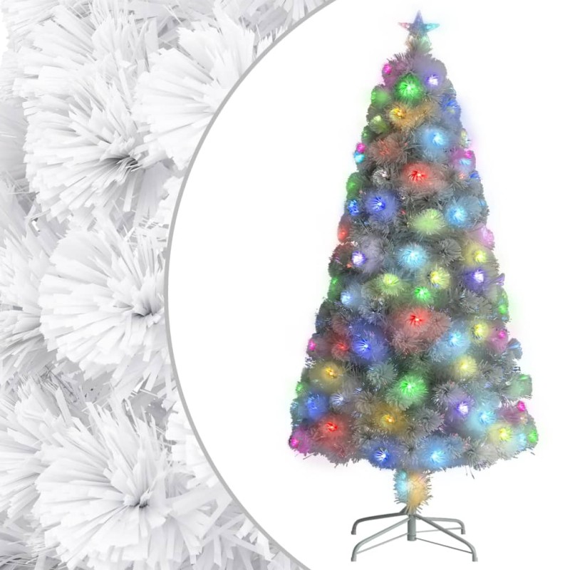 vidaXL Albero Natale Artificiale con LED Bianco 120 cm Fibra Ottica