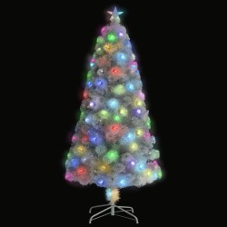 vidaXL Albero Natale Artificiale con LED Bianco 120 cm Fibra Ottica