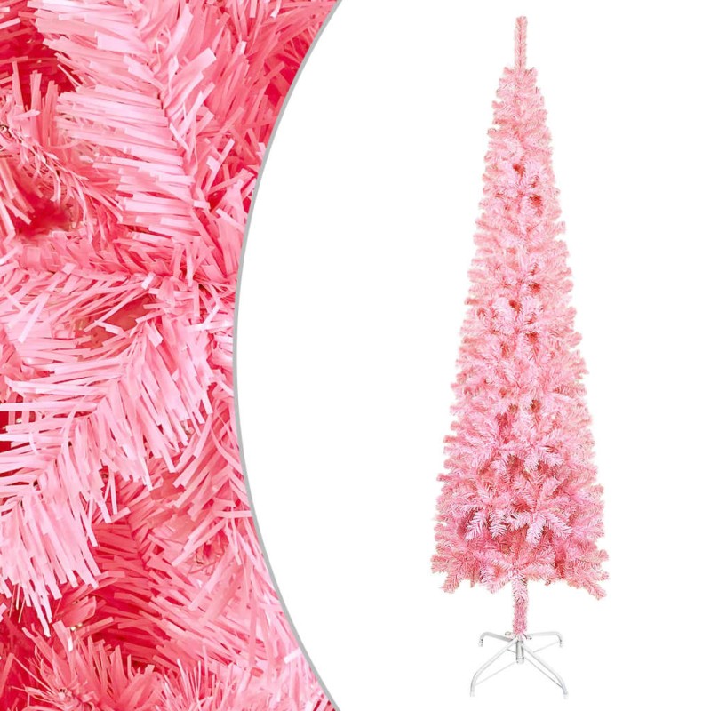 vidaXL Albero di Natale Sottile Rosa 240 cm