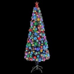 vidaXL Albero Natale Artificiale LED Bianco e Blu 210 cm Fibra Ottica