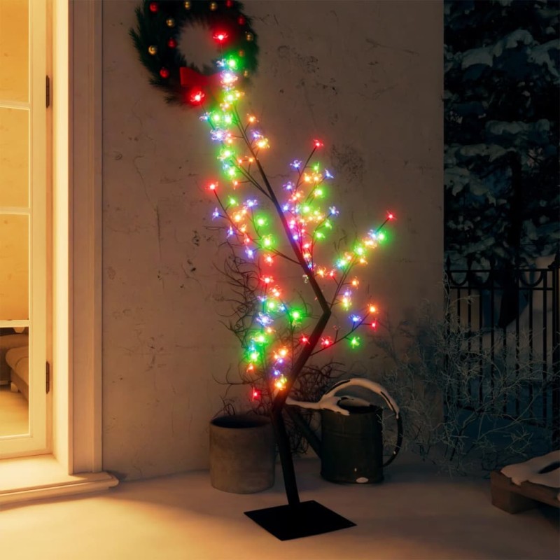 vidaXL Albero di Natale 128 LED Colorati Ciliegio in Fiore 120 cm