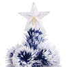 vidaXL Albero Natale Artificiale LED Bianco e Blu 180 cm Fibra Ottica