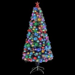 vidaXL Albero Natale Artificiale LED Bianco e Blu 150 cm Fibra Ottica