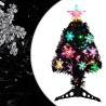 vidaXL Albero di Natale con Fiocchi di Neve LED Nero 64cm Fibra Ottica