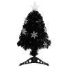 vidaXL Albero di Natale con Fiocchi di Neve LED Nero 64cm Fibra Ottica