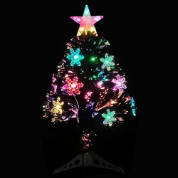 vidaXL Albero di Natale con Fiocchi di Neve LED Nero 64cm Fibra Ottica