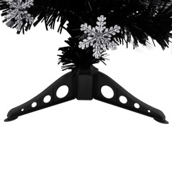 vidaXL Albero di Natale con Fiocchi di Neve LED Nero 64cm Fibra Ottica