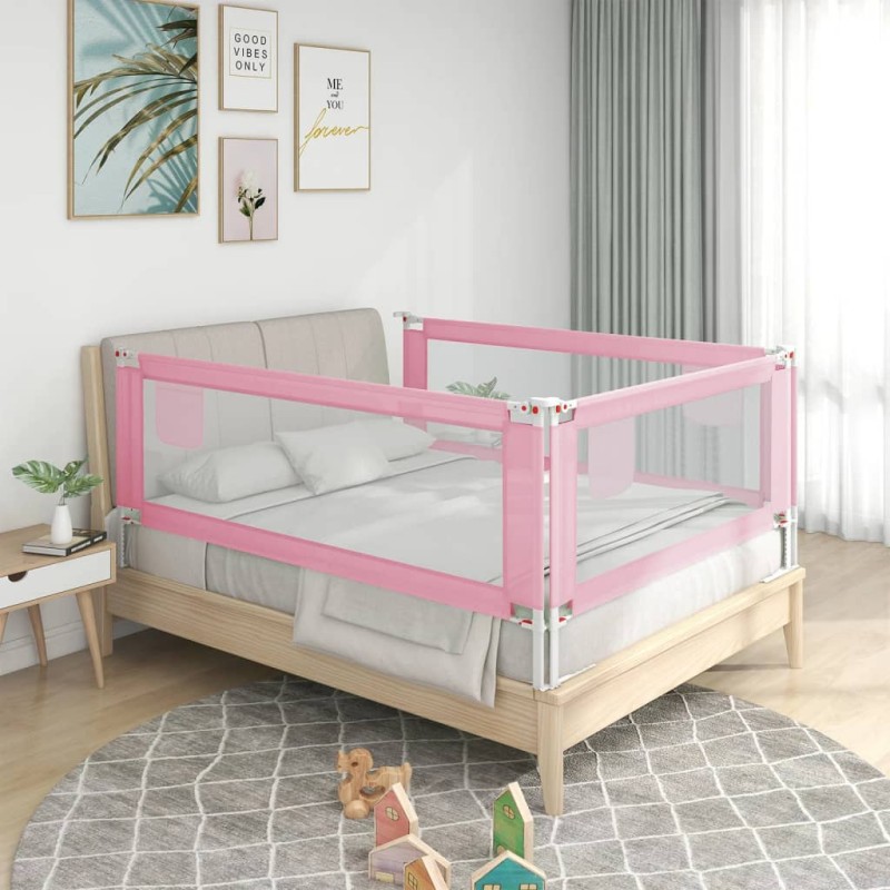 vidaXL Sponda Letto di Sicurezza per Bambini Rosa 190x25 cm in Tessuto