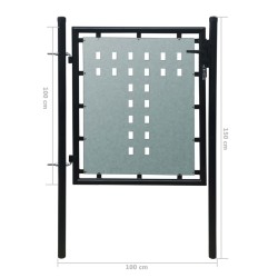 vidaXL Cancello per Recinzione Singolo Nero 100 x 150 cm