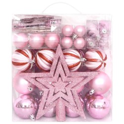 vidaXL Set Addobbi di Natale 65 pz Rosa/Rosso/Bianco