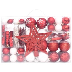 vidaXL Set Addobbi di Natale 108 pz Rosso e Bianco