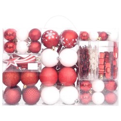 vidaXL Set Addobbi di Natale 108 pz Rosso e Bianco