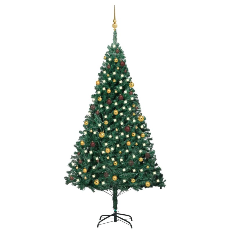 vidaXL Set Albero Natale Artificiale con LED e Palline Bianco 240 cm