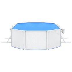 vidaXL Piscina con Pareti in Acciaio Ovale 610x360x120 cm Bianca