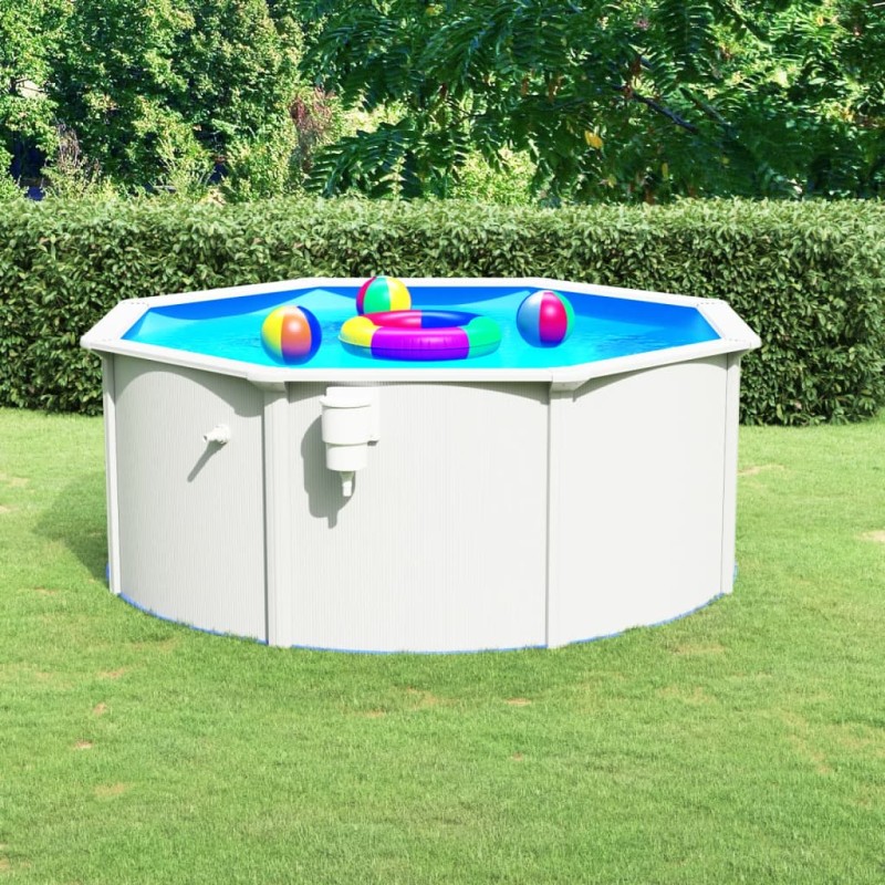 vidaXL Piscina con Pareti in Acciaio 300x120 cm Bianca