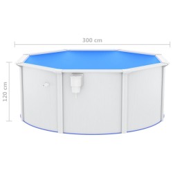 vidaXL Piscina con Pareti in Acciaio 300x120 cm Bianca