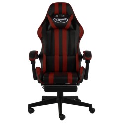 vidaXL Sedia da Gaming con Poggiapiedi Nero e Rosso Vino in Similpelle