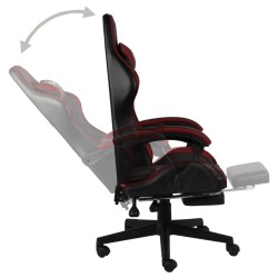 vidaXL Sedia da Gaming con Poggiapiedi Nero e Rosso Vino in Similpelle