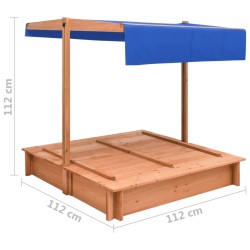 vidaXL Sabbiera con Tetto in Legno di Abete 112x112x112 cm