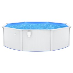 vidaXL Piscina con Pareti in Acciaio Rotonda 460x120 cm Bianca