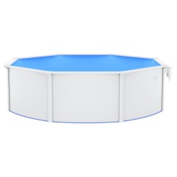 vidaXL Piscina con Pareti in Acciaio Rotonda 460x120 cm Bianca