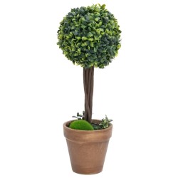 vidaXL Piante di Bosso Artificiale 2 pz a Sfera con Vaso Verde 41 cm