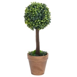 vidaXL Piante di Bosso Artificiale 2 pz a Sfera con Vaso Verde 41 cm