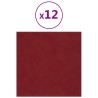 Pannelli Murali 12 pz Rosso Vino 30x30 cm Velluto 1,08 m²