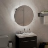 Armadio da Bagno con Specchio Rotondo e LED Nero 40x40x17,5cm