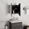 Armadio da Bagno con Specchio Rotondo e LED Nero 40x40x17,5cm