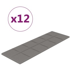 Pannelli Murali 12 pz Grigio Chiaro 90x30 cm Tessuto 3,24 m²