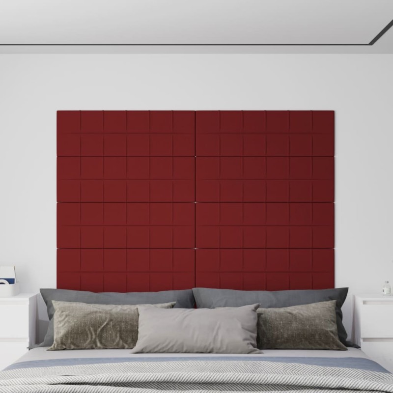 Pannelli Murali 12 pz Rosso Vino 90x30 cm in Tessuto 3,24 m²