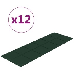 Pannelli Murali 12 pz Verde Scuro 90x30 cm in Tessuto 3,24 m²