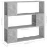 vidaXL Libreria/Divisorio Grigio Cemento 100x24x94 cm