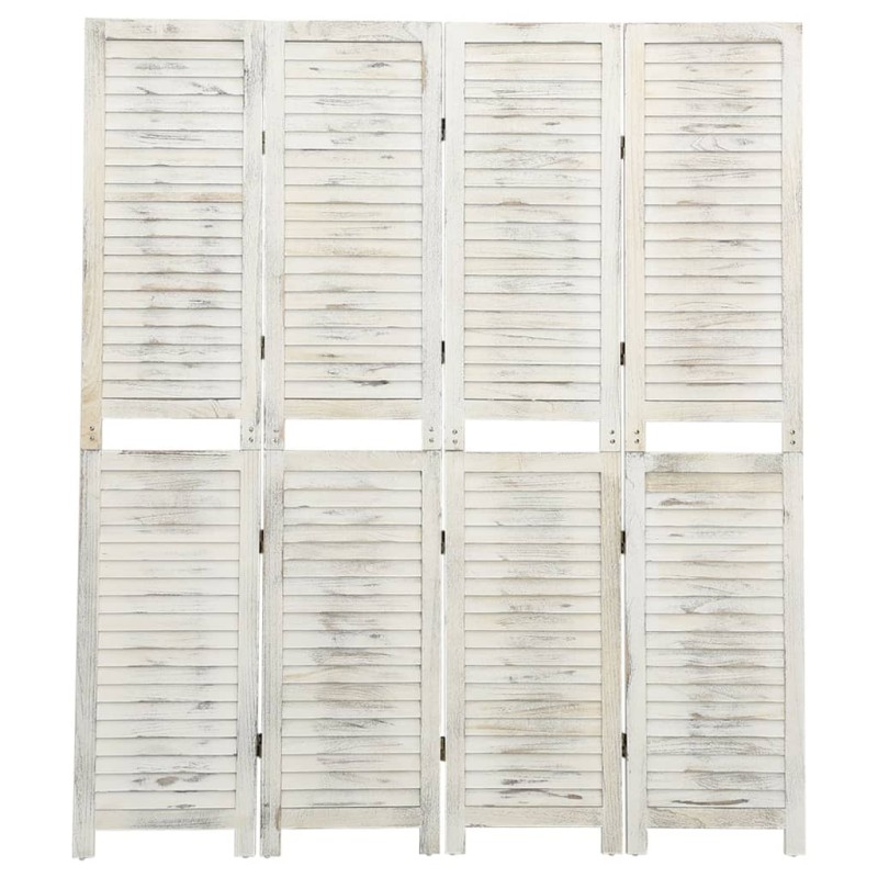 vidaXL Divisorio a 4 Pannelli Bianco Antico 140x165 cm in Legno