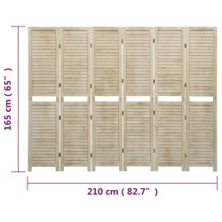 vidaXL Divisorio a 6 Pannelli 210 x 165 cm Legno Massello di Paulownia