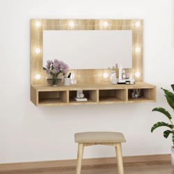 vidaXL Mobile a Specchio con LED Rovere Sonoma 90x31,5x62 cm