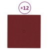 Pannelli Murali 12 pz Rosso Vino 30x30 cm in Tessuto 1,08 m²