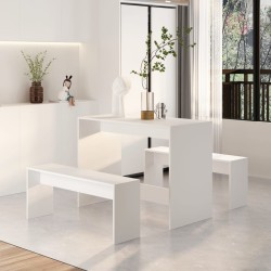 vidaXL Set da Pranzo 3 pz Bianco in Legno ingegnerizzato