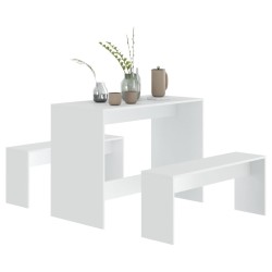 vidaXL Set da Pranzo 3 pz Bianco in Legno ingegnerizzato