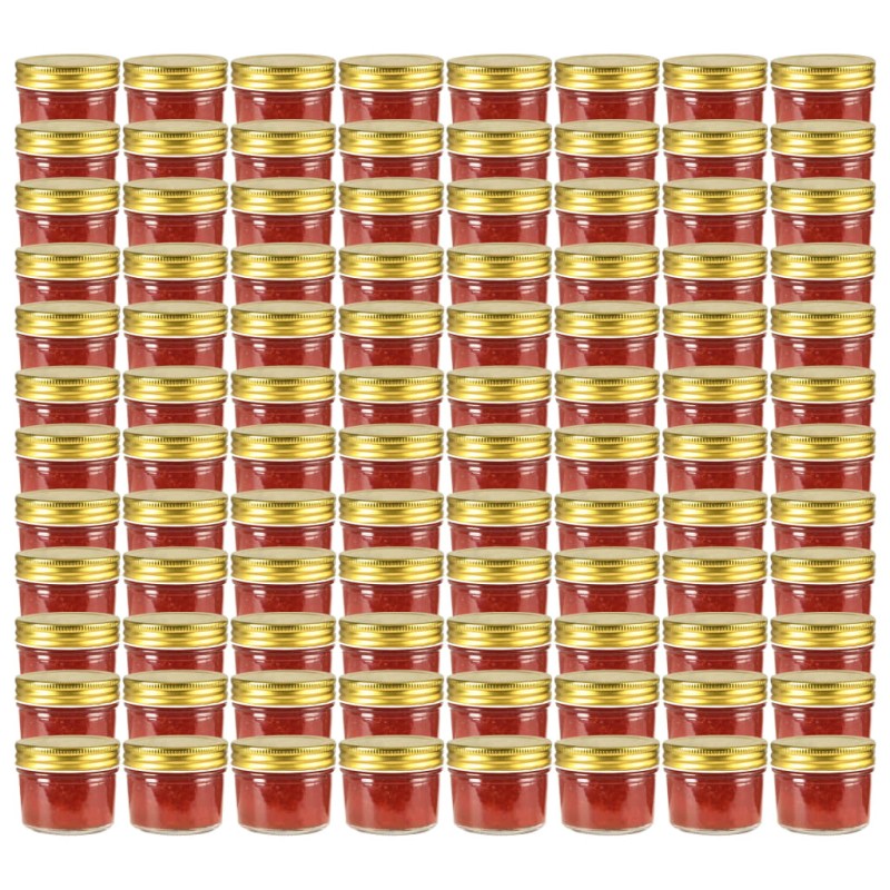 Vasi per Marmellata in Vetro Coperchio Oro 96 pz 110 ml