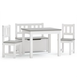 vidaXL Set Tavolo e Sedie per Bambini 4 Pezzi Bianco e Grigio in MDF