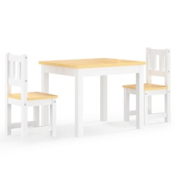 vidaXL Set Tavolo e Sedie per Bambini 3 Pezzi Bianco e Beige in MDF