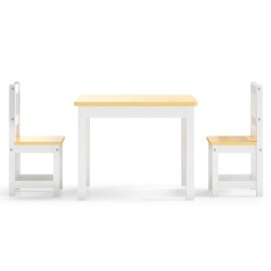 vidaXL Set Tavolo e Sedie per Bambini 3 Pezzi Bianco e Beige in MDF