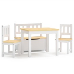 vidaXL Set Tavolo e Sedie per Bambini 4 Pezzi Bianco e Beige in MDF