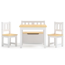 vidaXL Set Tavolo e Sedie per Bambini 4 Pezzi Bianco e Beige in MDF